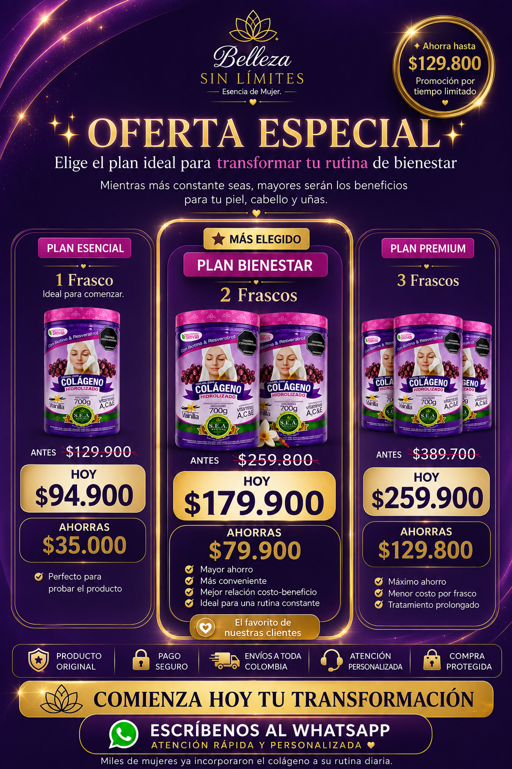 Oferta especial - planes esencial, bienestar y premium